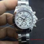 Clone Rolex Daytona Stainless Steel Watch White Roman Dial 40mm